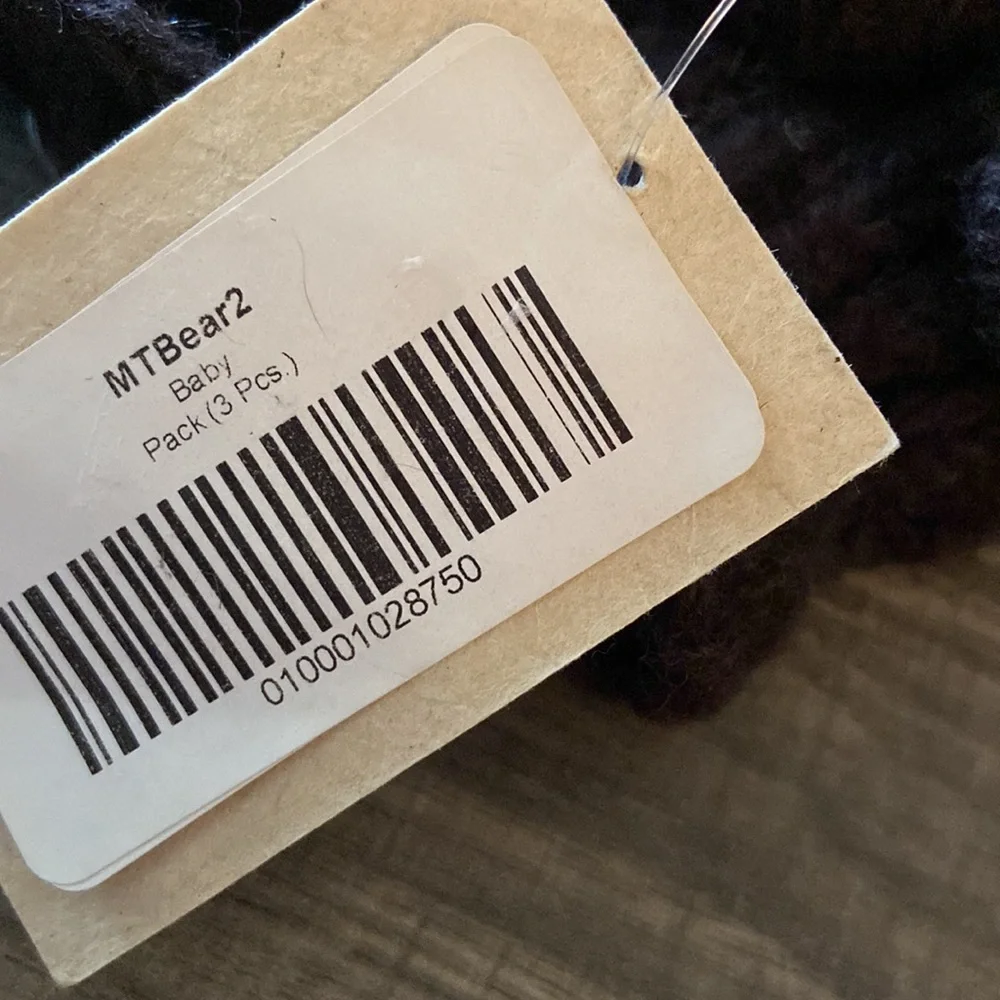 New Nirvanna Designs Brown Wool Bear Mittens with attached String Toddler